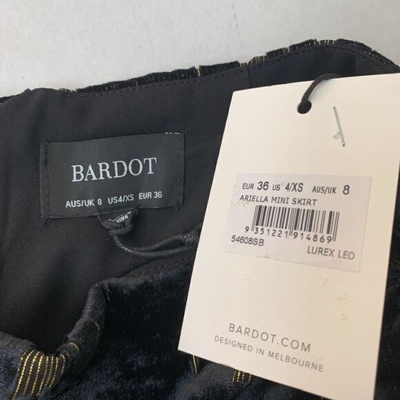Bardot Ariella Mini Skirt Black Metallic Velvet - Picture 9 of 10